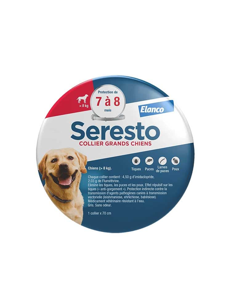 Seresto Collier Grands Chiens Anti-Puces et Anti-Tiques 8 kg et Plus